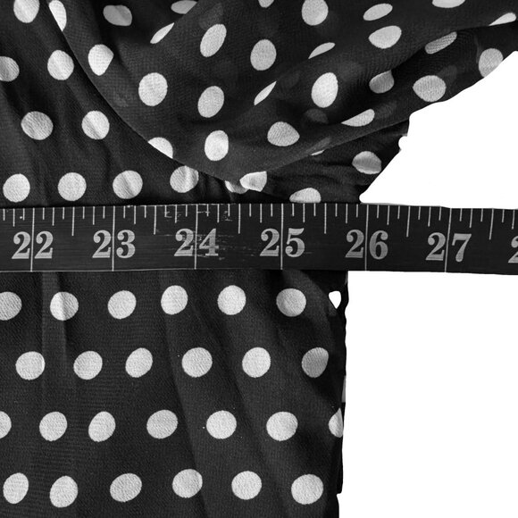 Suzanne Betro 4X BLACK White Polka Dot Ruffle Neck 3/4 Sleeve Top Tunic Blouse - Picture 8 of 14